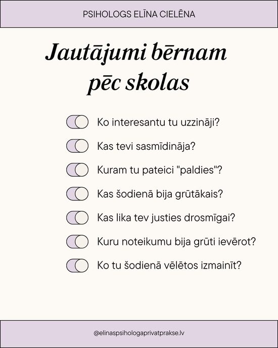 Jautājumi bērnam pēc skolas